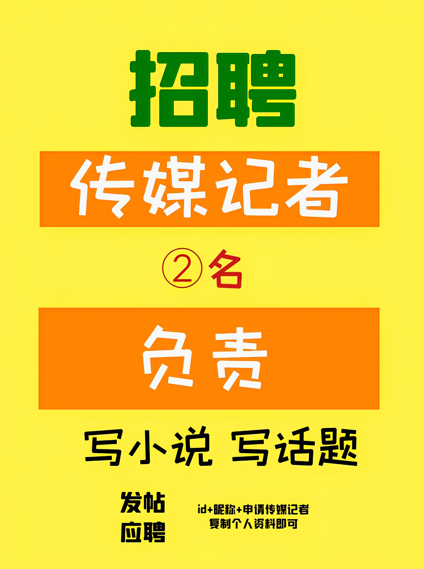 急招两名传媒记者！欢迎报名！